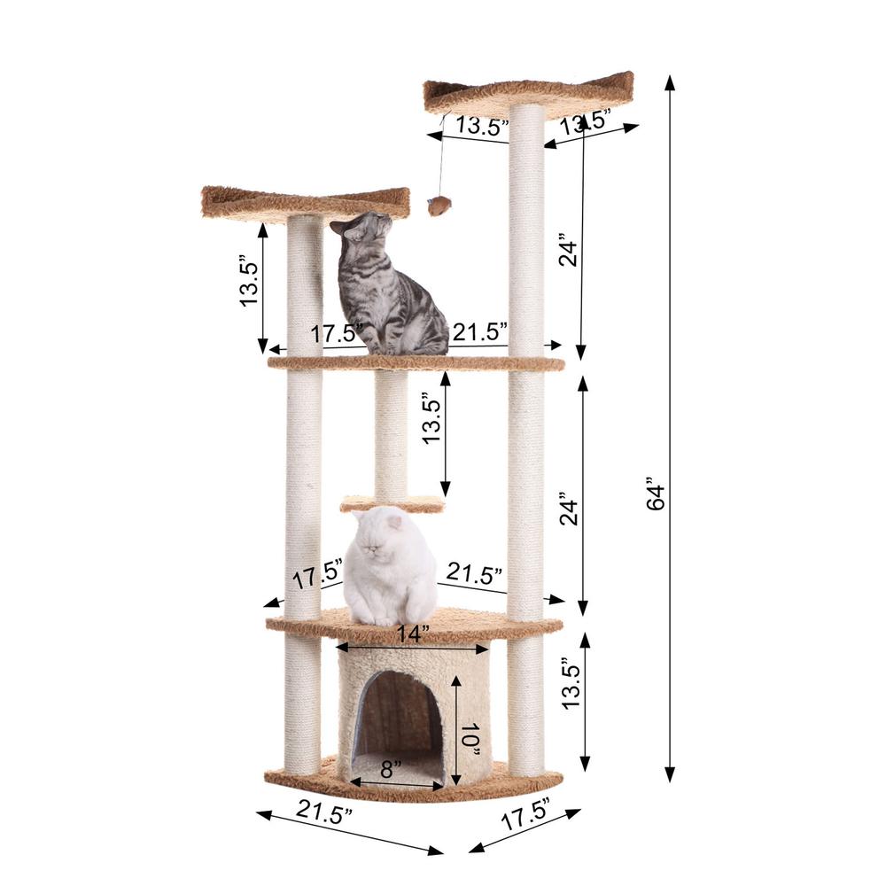 Ultra Thick Faux Fur Real Wood Cat Scratching Furniture For Cats Play Chocolate