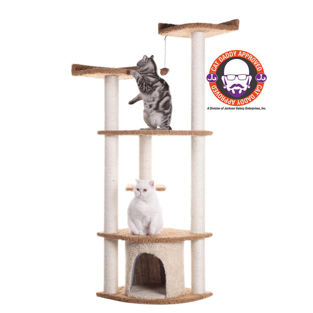 Ultra Thick Faux Fur Real Wood Cat Scratching Furniture For Cats Play Chocolate