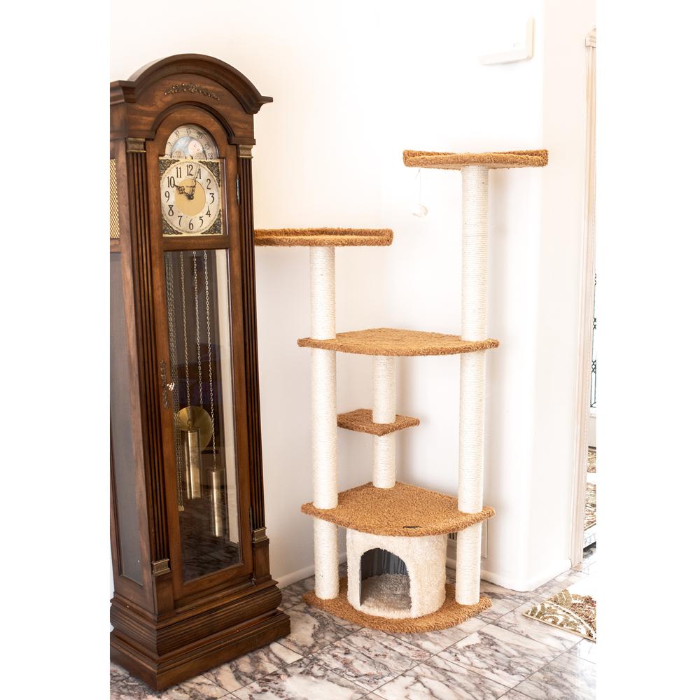 Ultra Thick Faux Fur Real Wood Cat Scratching Furniture For Cats Play Chocolate