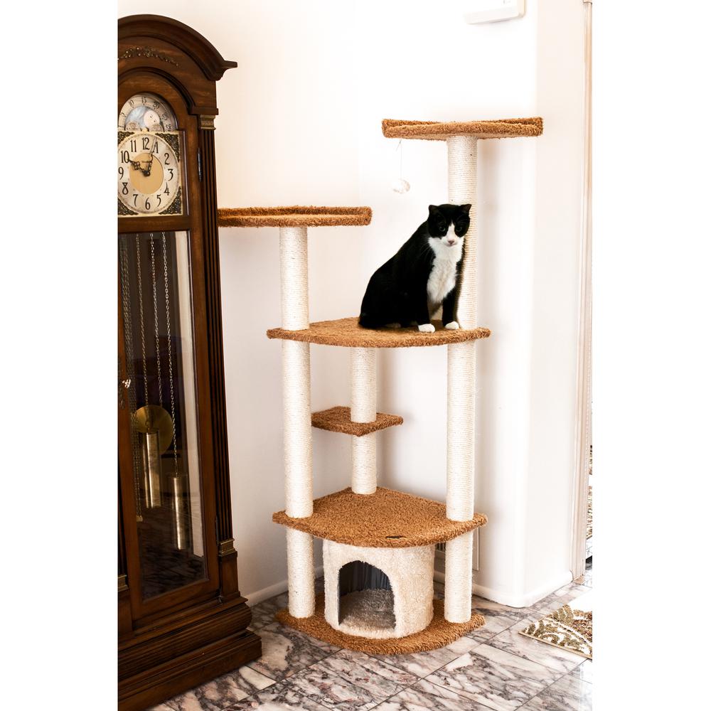 Ultra Thick Faux Fur Real Wood Cat Scratching Furniture For Cats Play Chocolate