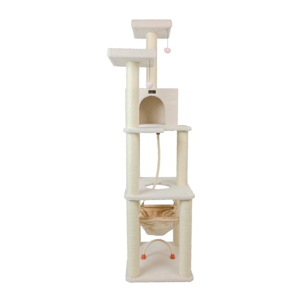 Classic Real Wood Cat Tree In Ivory, Four Levels