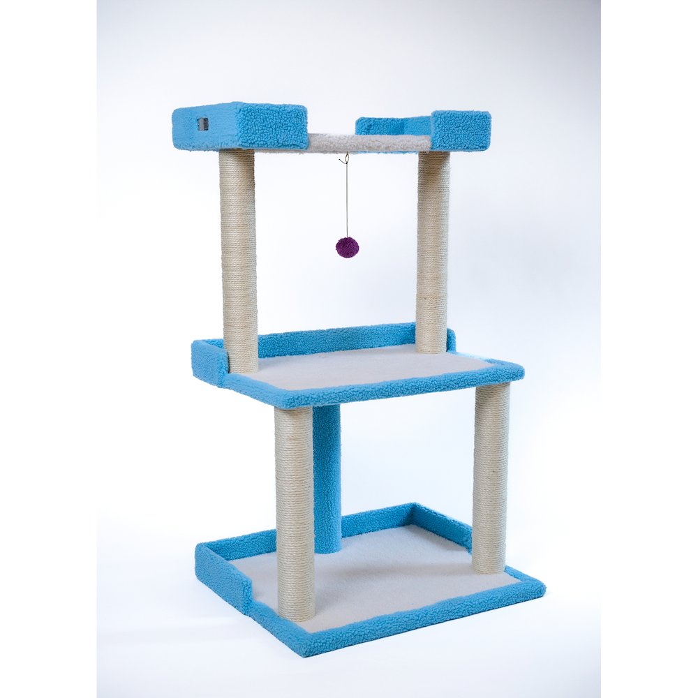 Cat Tree for Large Cats: 41" Real Wood Tower with Scratching Posts And Perches