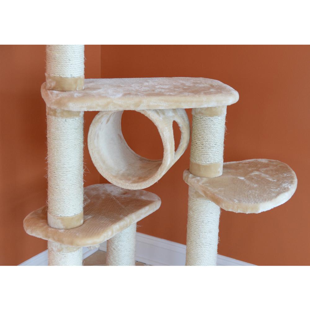 74 " H Press Wood Real Wood Cat Tree With Cured Sisal Posts For Scratching