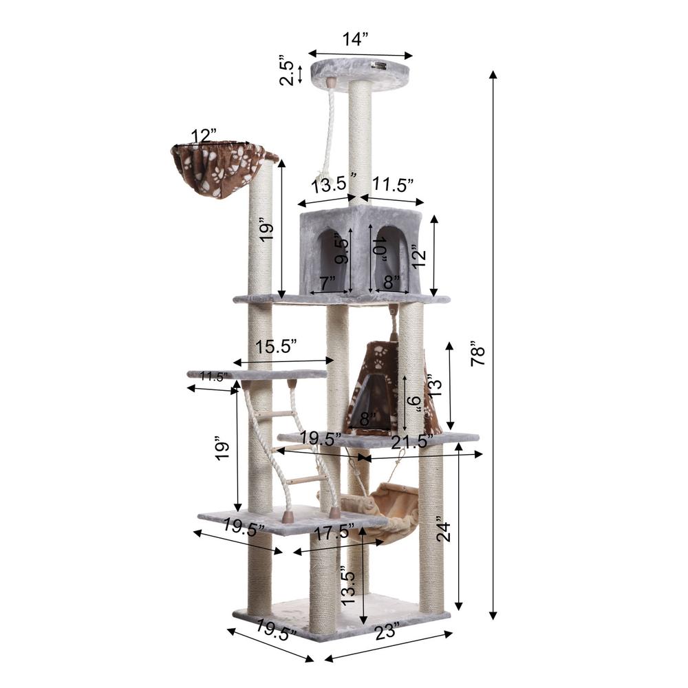 Wood Cat Climber Play House, Cat Furniture,Lounge Basket, Silver Gray