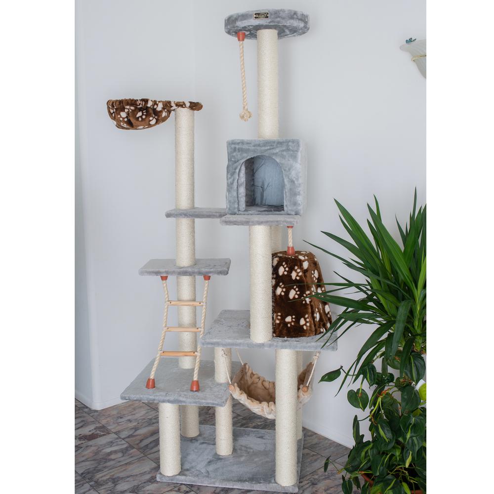 Wood Cat Climber Play House, Cat Furniture,Lounge Basket, Silver Gray