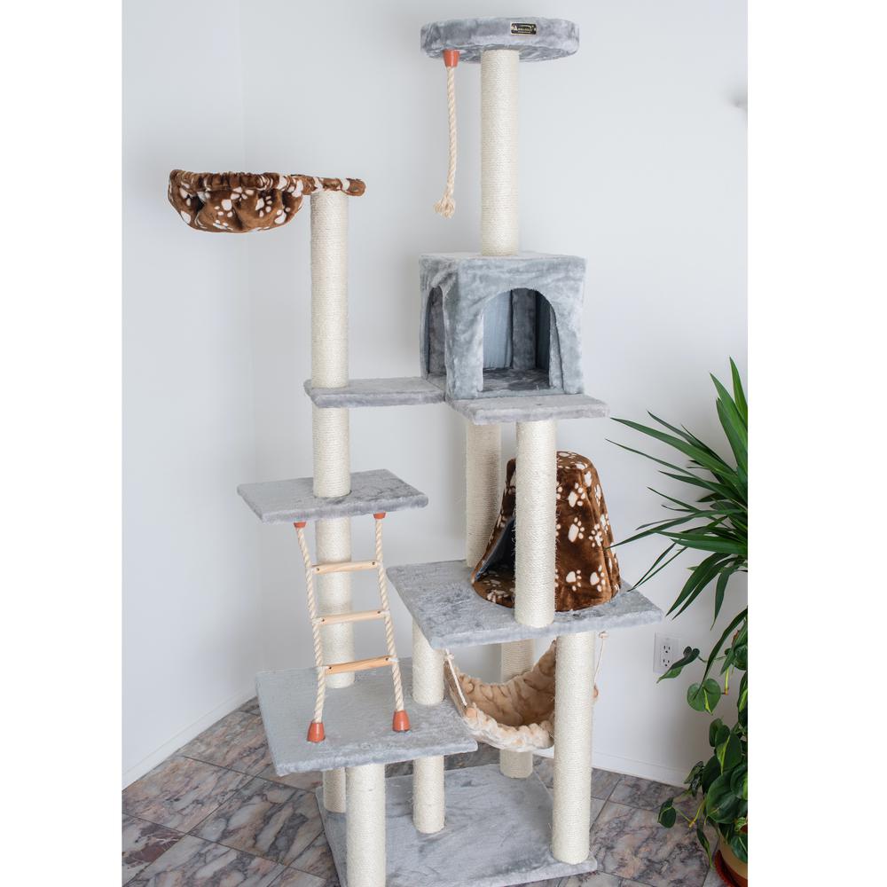 Wood Cat Climber Play House, Cat Furniture,Lounge Basket, Silver Gray