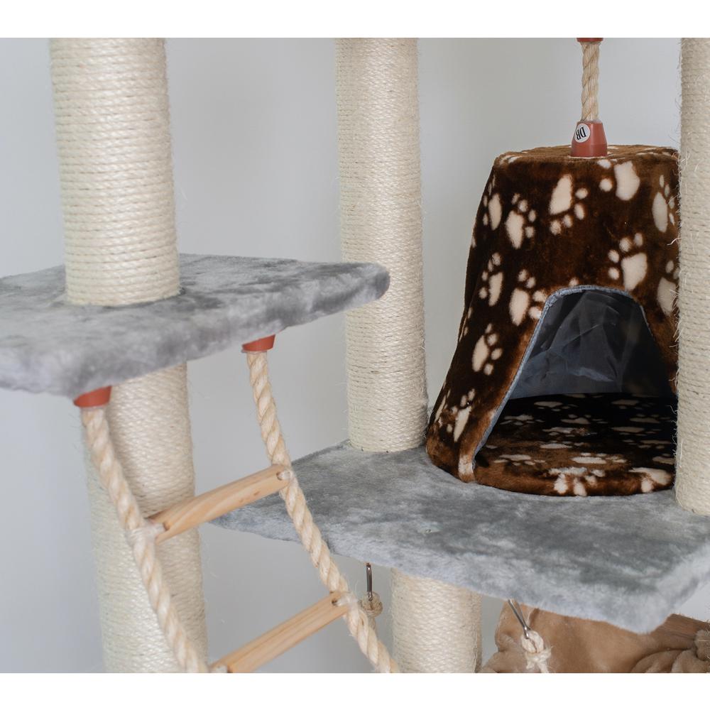 Wood Cat Climber Play House, Cat Furniture,Lounge Basket, Silver Gray