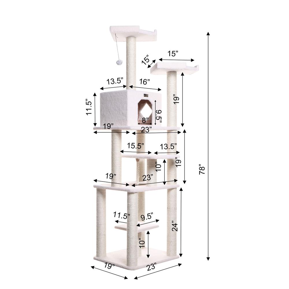 Real Wood Cat Tree In Ivory, Six Levels
