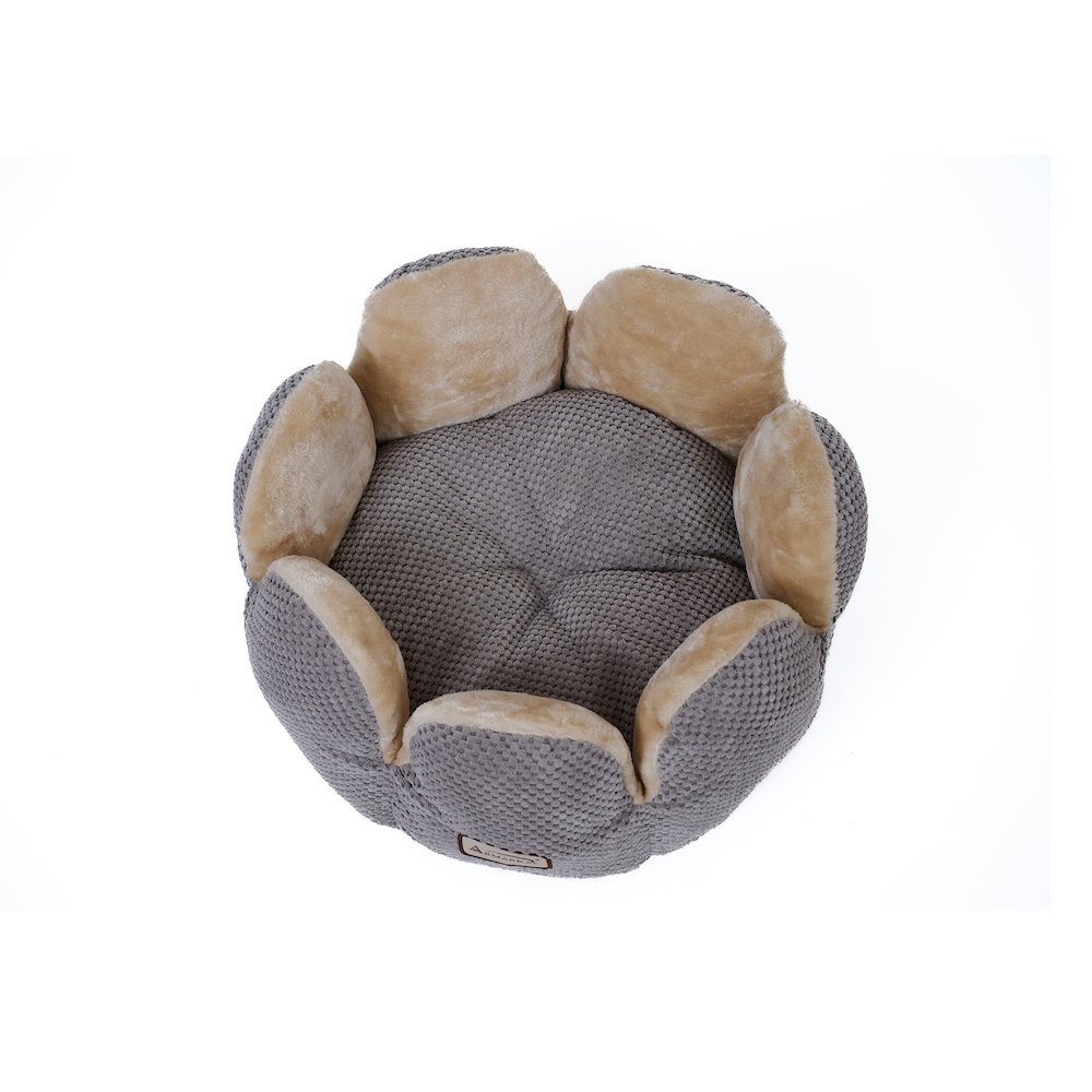 Cat Bed, 18 Inch Flower Pet Bed with Removable Cushion - Soft Waffle Fabric