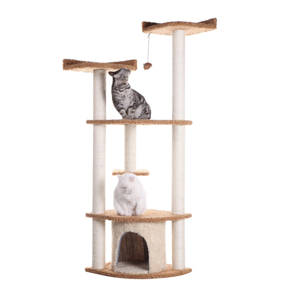 Ultra Thick Faux Fur Real Wood Cat Scratching Furniture For Cats Play Chocolate