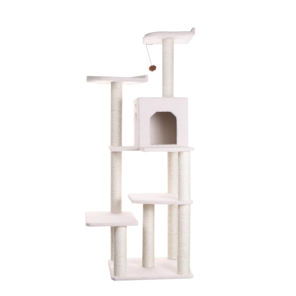 Classic Real Wood Cat Tree In Ivory, Six Levels