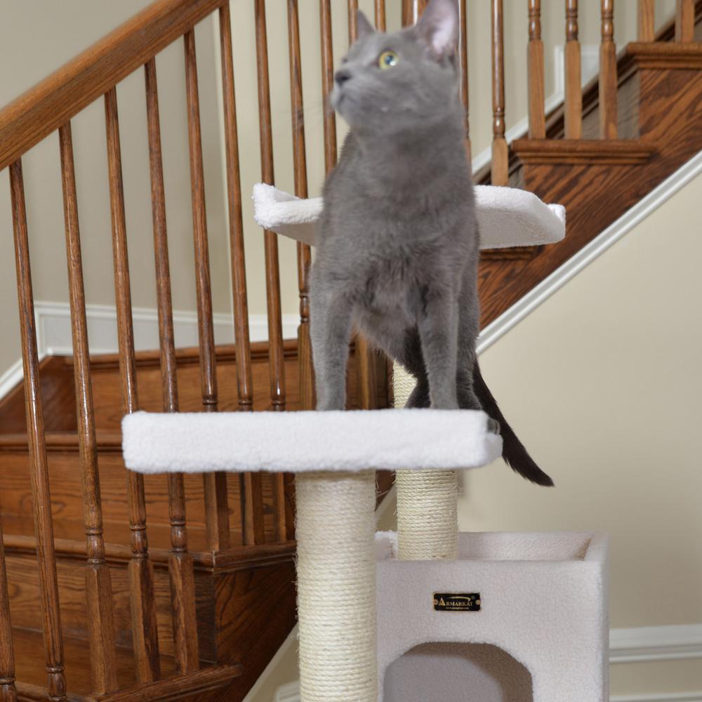 Classic Real Wood Cat Tree In Ivory, Six Levels