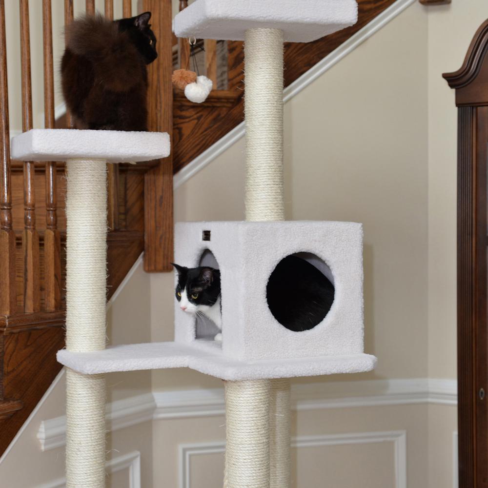 Classic Real Wood Cat Tree In Ivory, Four Levels