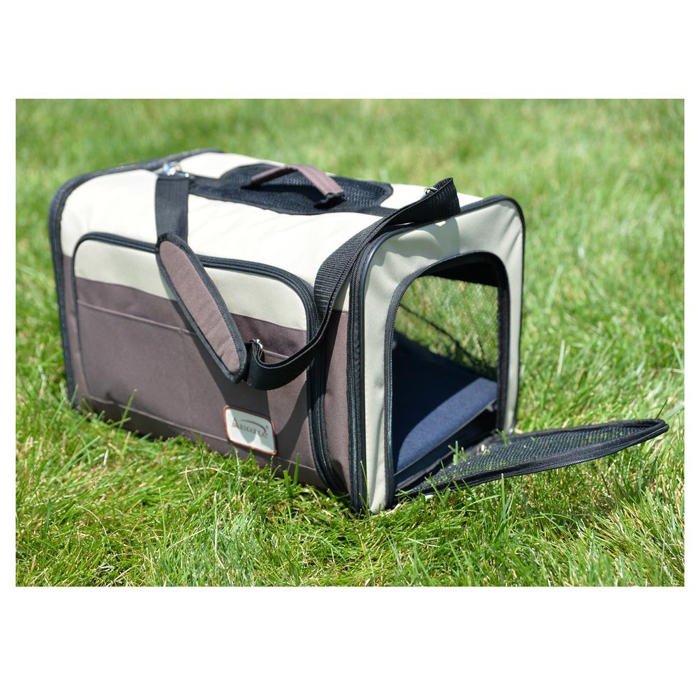 Pet Carrier, Beige & Chocolate