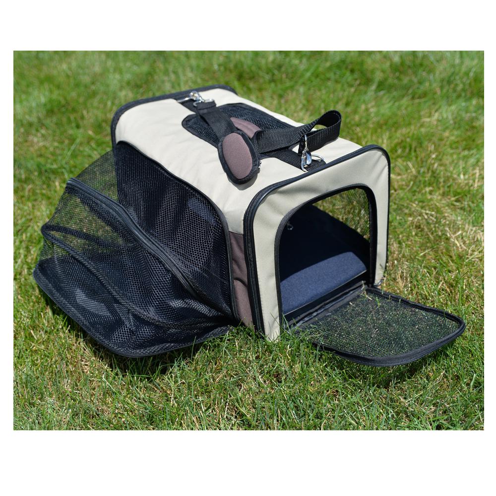 Pet Carrier, Beige & Chocolate