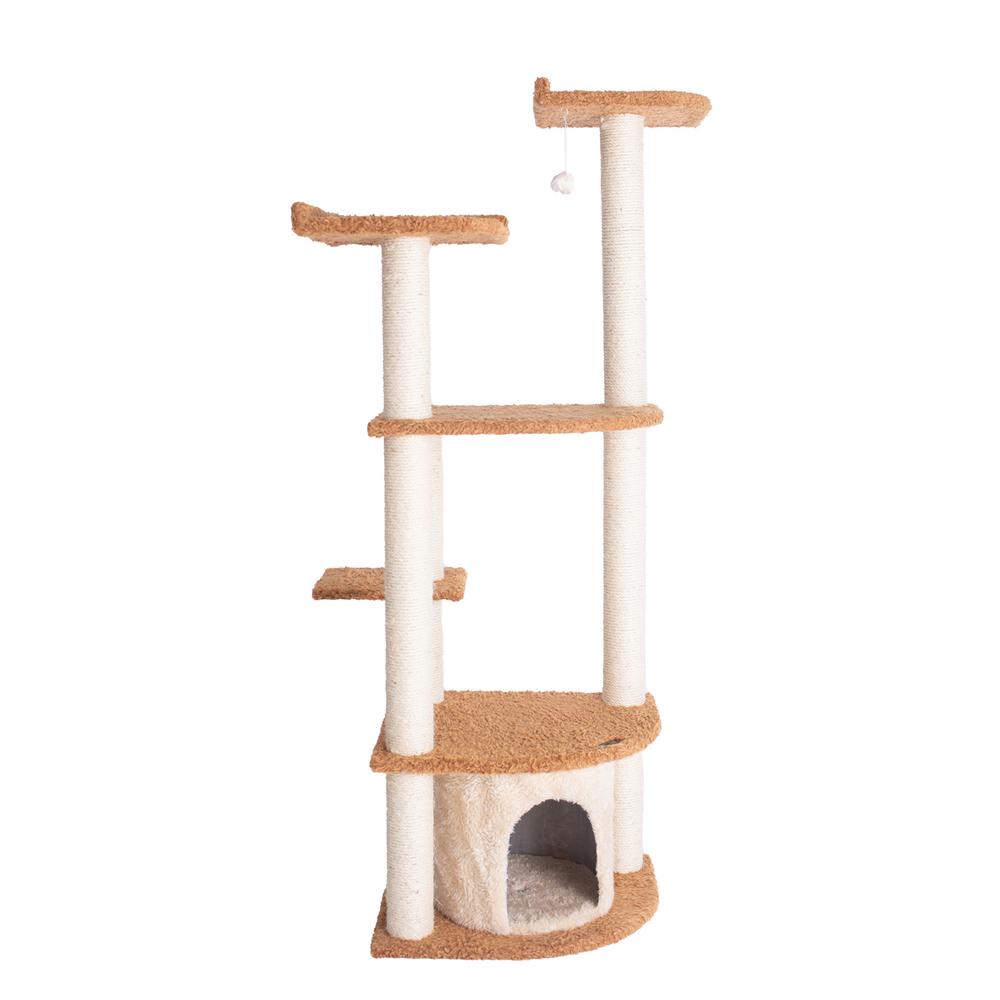 Ultra Thick Faux Fur Real Wood Cat Scratching Furniture For Cats Play Chocolate