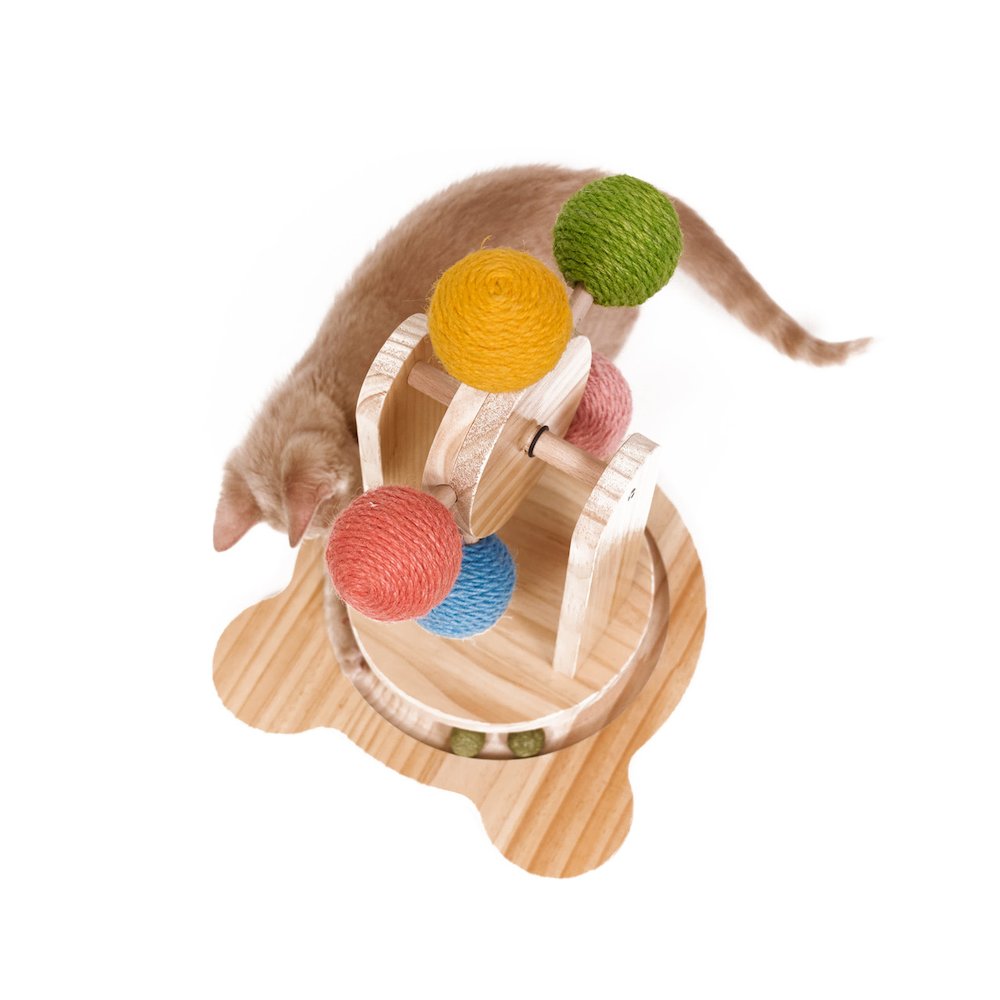 Pinewood Ferris Wheel Cat Toy - Interactive Play Center