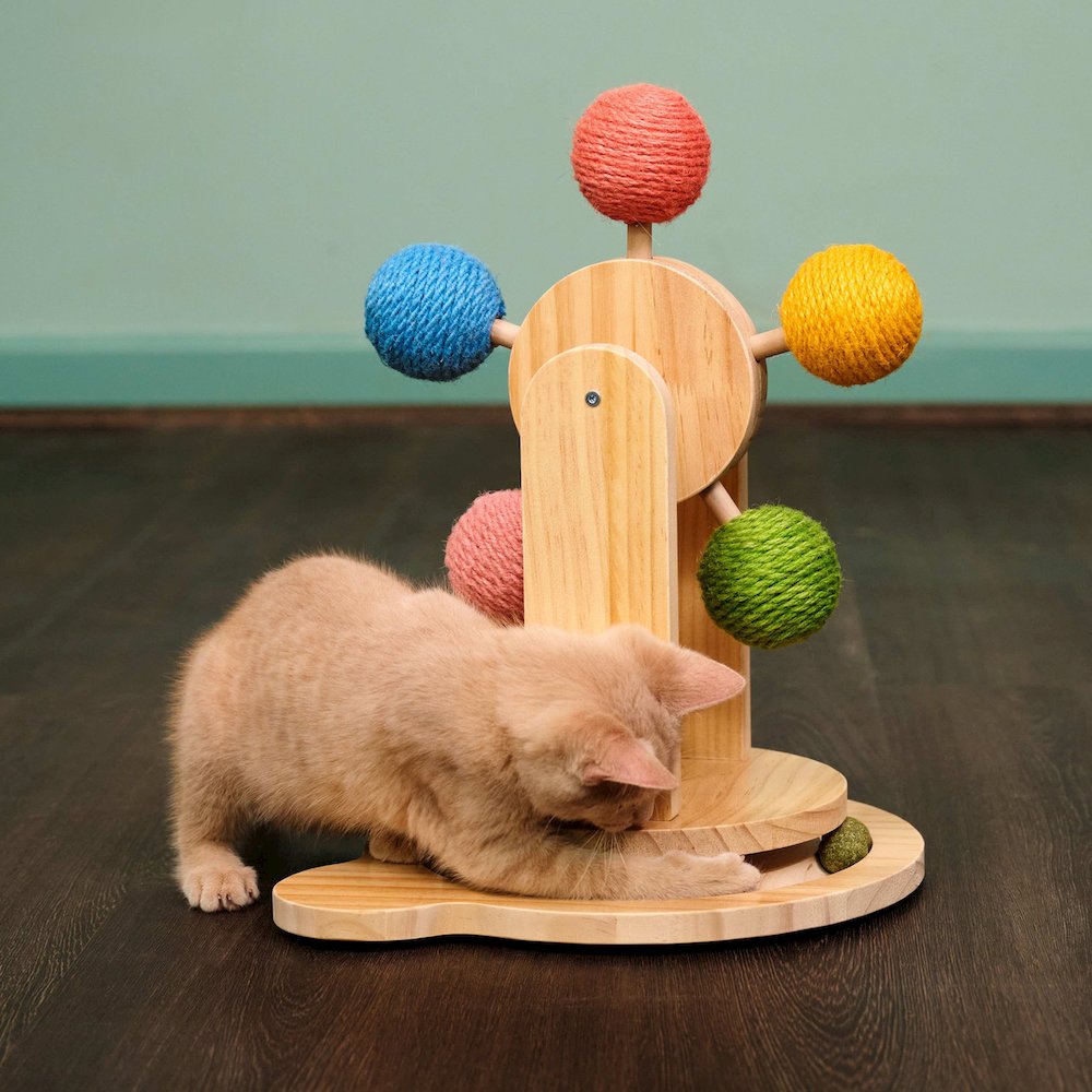 Pinewood Ferris Wheel Cat Toy - Interactive Play Center