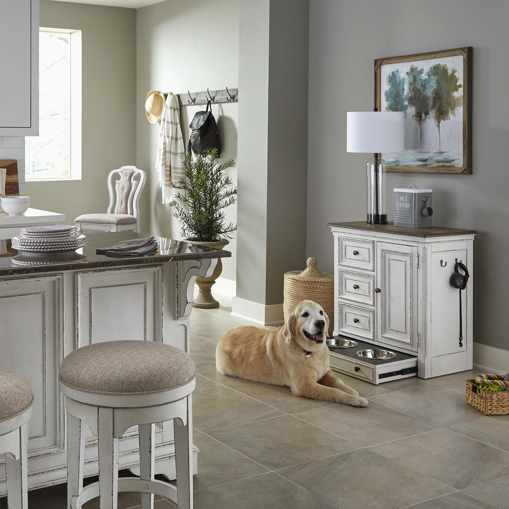 Magnolia Manor Pet Feeder Cabinet in Antique White