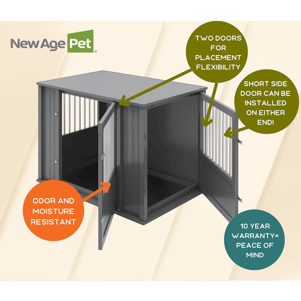 Durable Ecoflex X-Large Dog Crate With Flexible Door Placement In Black
