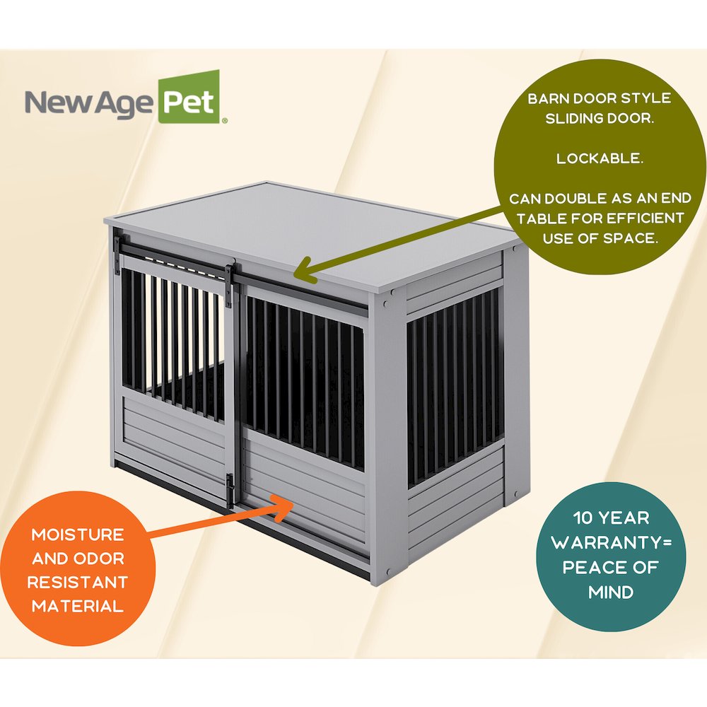 ECOFLEX Barn Door Dog Crate End Table - Gray X-Large