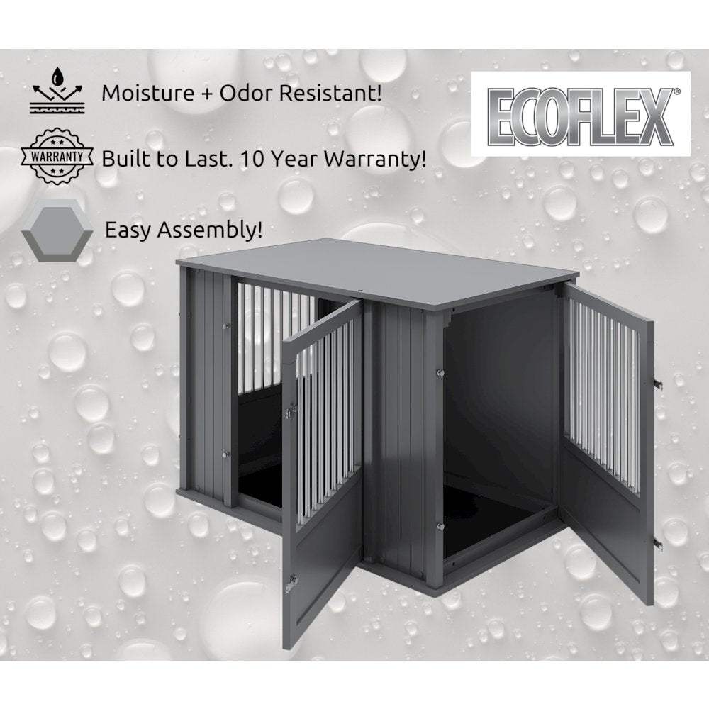 Durable Ecoflex X-Large Dog Crate With Flexible Door Placement In Black