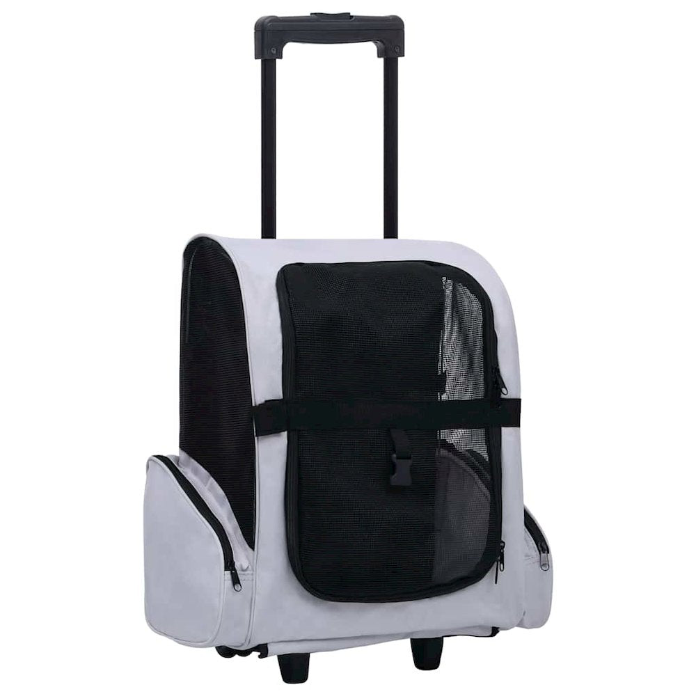 Pet Trolley Grey Fabric Collapsible Rectangular