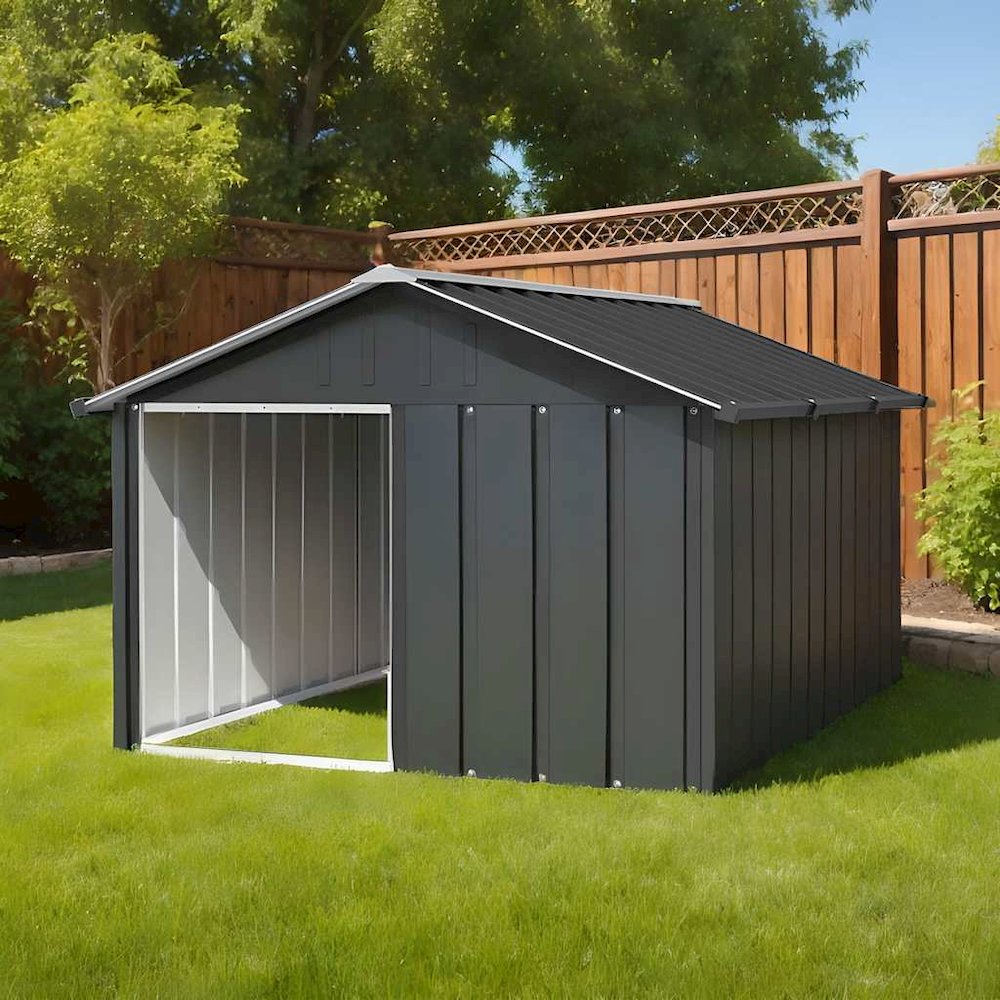 Dog House Anthracite Galvanized Steel Large Durable in Dark Grey