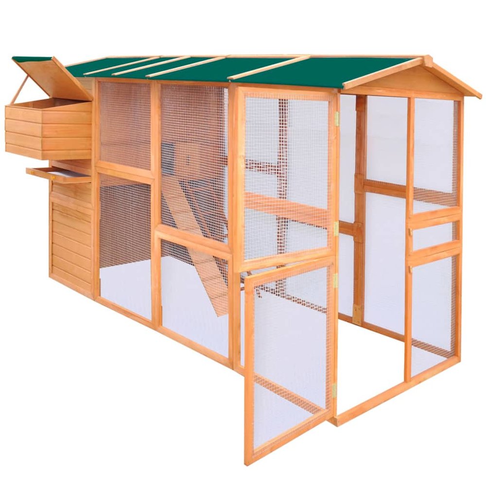 Chicken Coop Brown With Green Roof