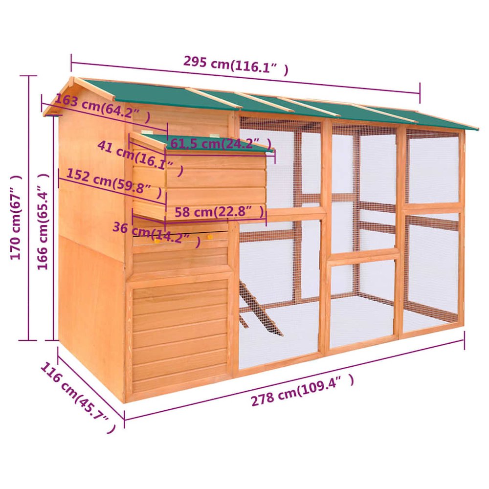Chicken Coop Brown With Green Roof