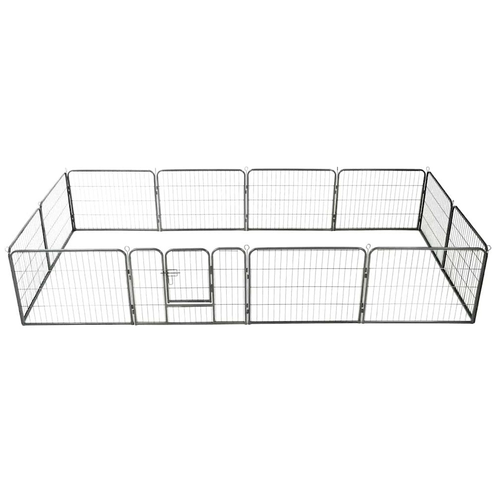 Dog Playpen Black Powder-coated steel 31.5x23.6 in panels