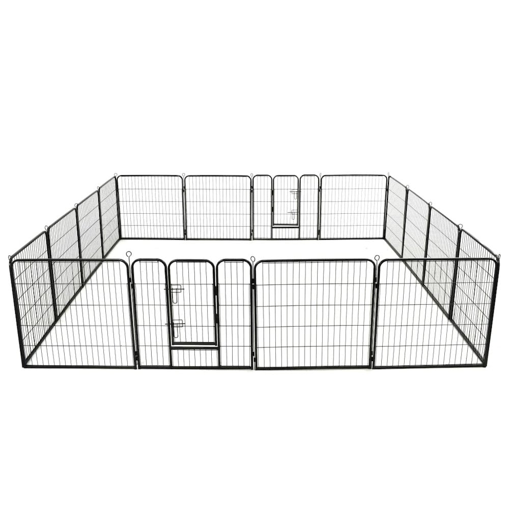Dog Playpen Black Powder-Coated Steel Large Collapsible 31.5W x 31.5D x 31.5H