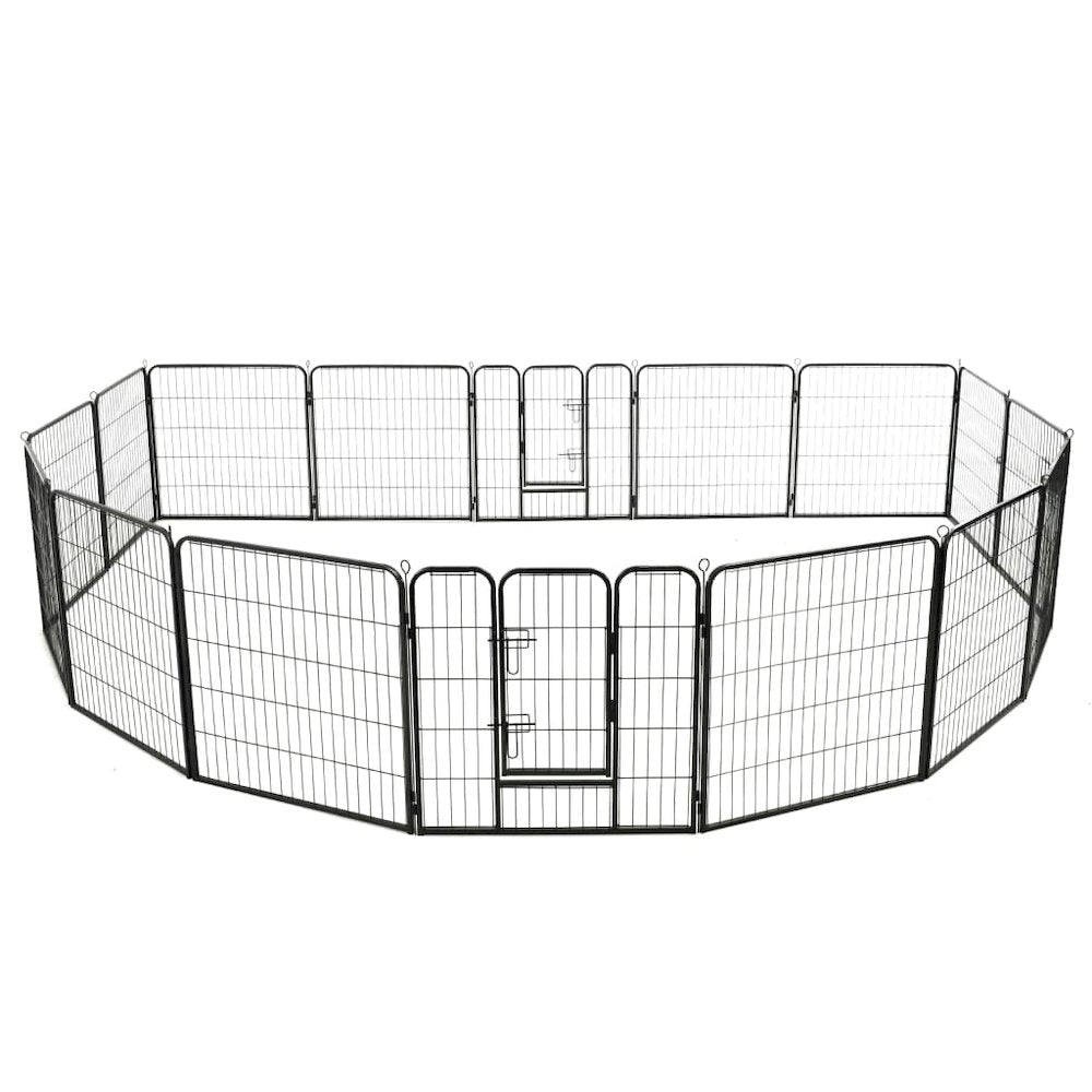 Dog Playpen Black Powder-Coated Steel Large Collapsible 31.5W x 31.5D x 31.5H
