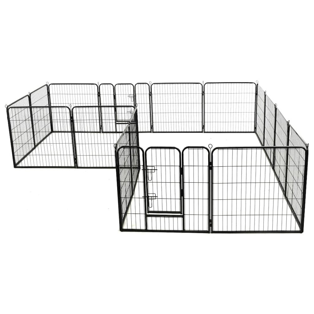 Dog Playpen Black Powder-Coated Steel Large Collapsible 31.5W x 31.5D x 31.5H
