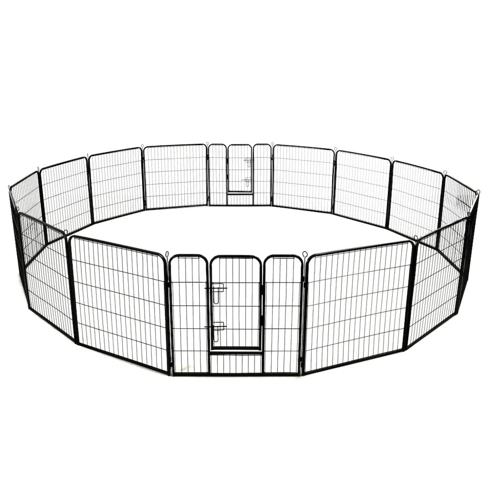 Dog Playpen Black Powder-Coated Steel Large Collapsible 31.5W x 31.5D x 31.5H