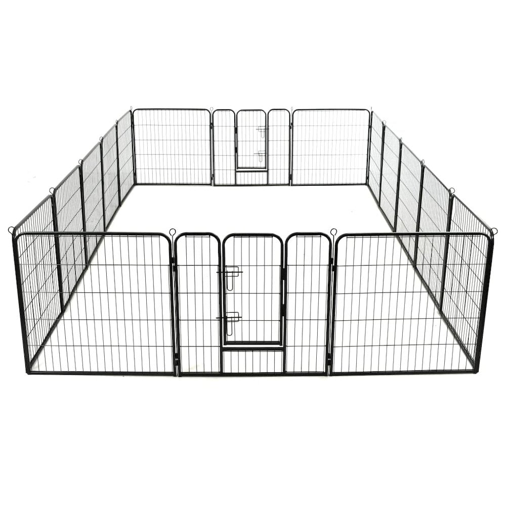 Dog Playpen Black Powder-Coated Steel Large Collapsible 31.5W x 31.5D x 31.5H