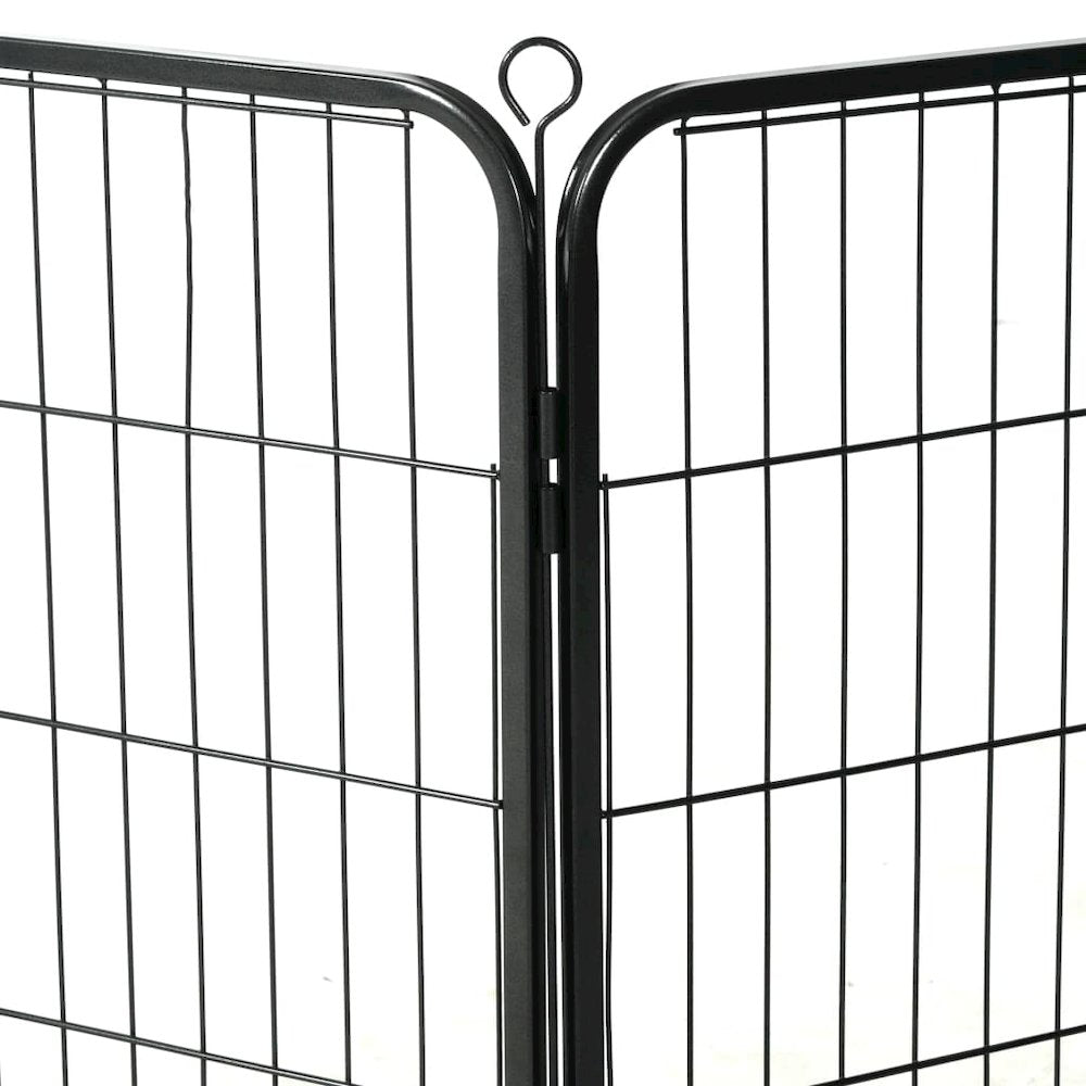 Dog Playpen Black Powder-Coated Steel Large Collapsible 31.5W x 31.5D x 31.5H