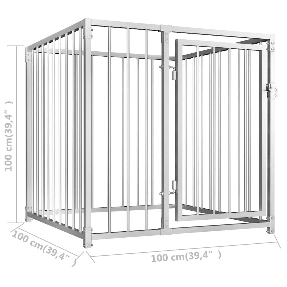 Dog Kennel Silver Steel 39.4 x 39.4 x 39.4 in Tough Dog Kennel
