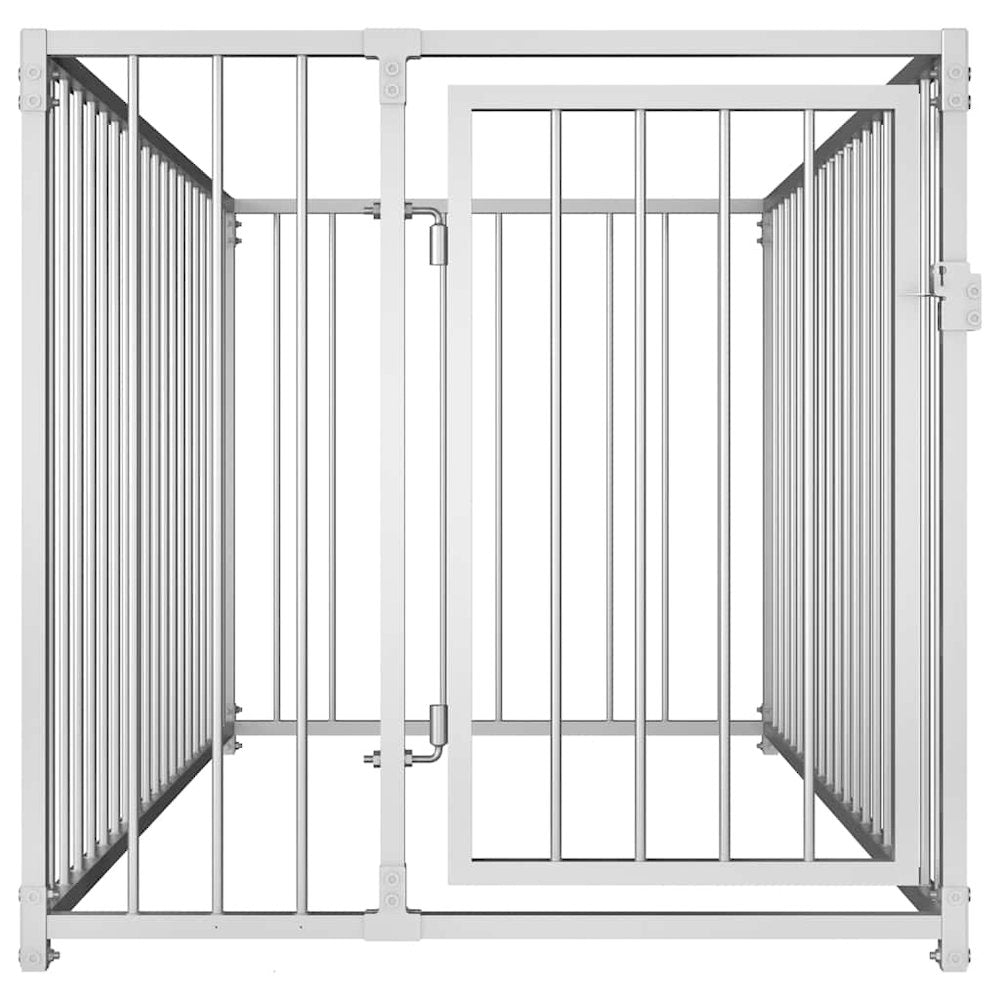 Dog Kennel Silver Steel Medium Durable Dog Kennel Rectangular