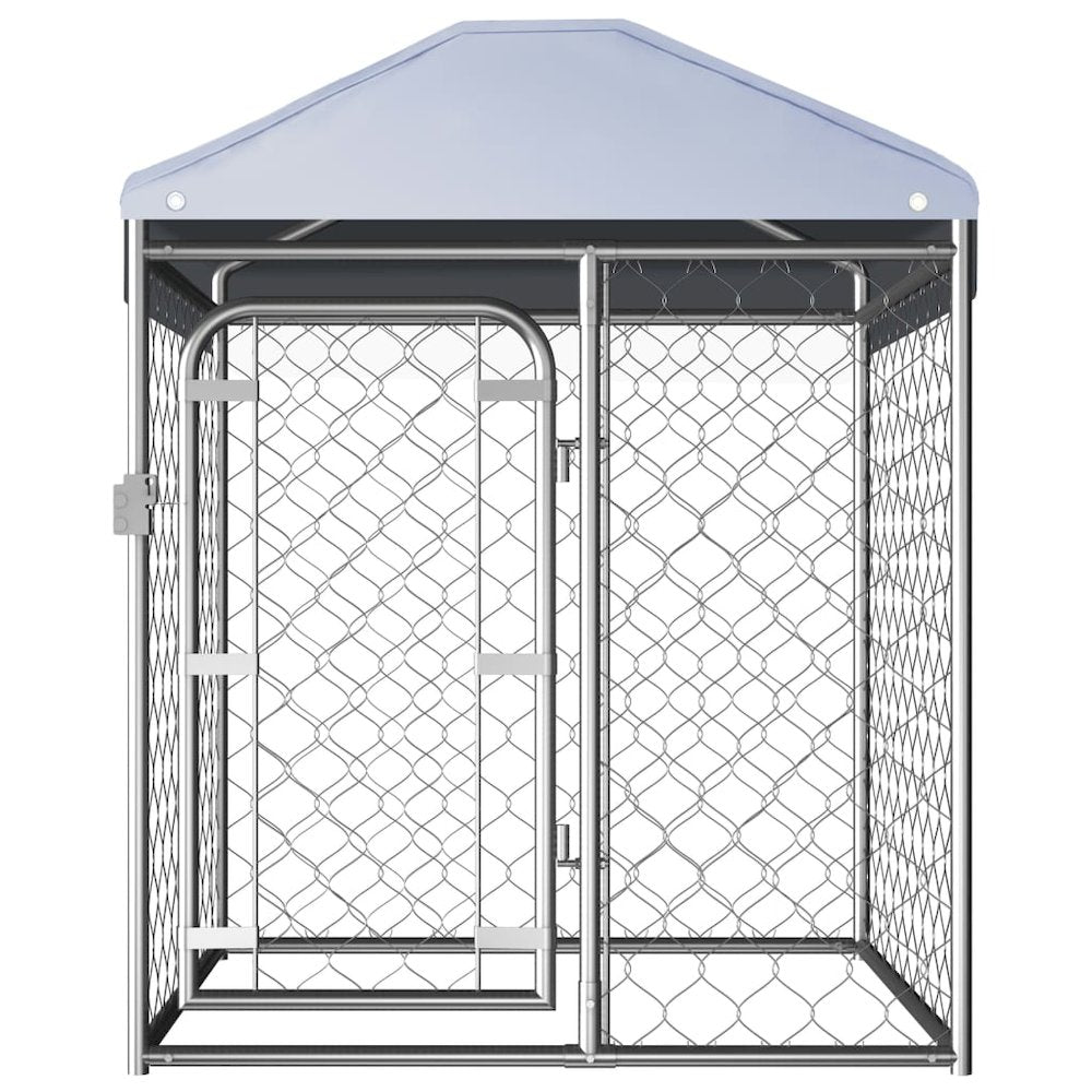 Dog Kennel Silver Galvanized Steel, Polyethylene Large Locks