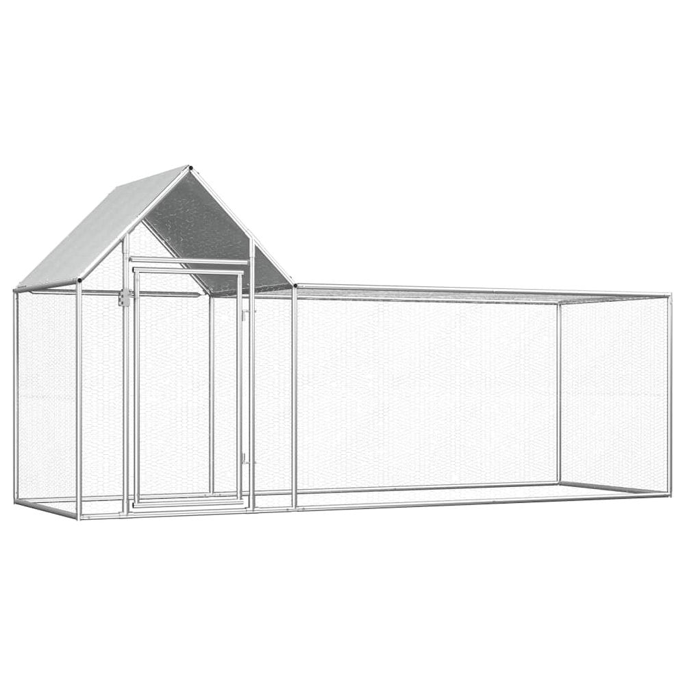 Chicken Coop Silver Galvanized Steel 39.4W x 118D x 59.1H