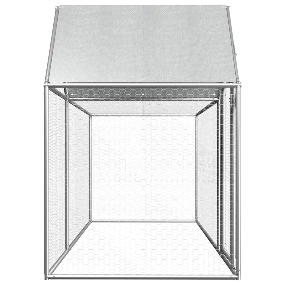 Chicken Coop Silver Galvanized Steel 39.4W x 118D x 59.1H