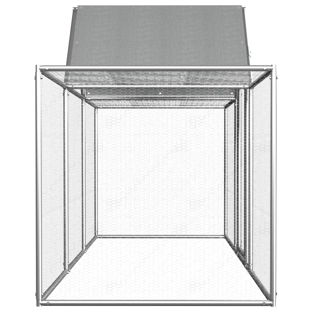 Chicken Coop Silver Galvanized Steel Large 39.4W x 139.4D x 59.1H