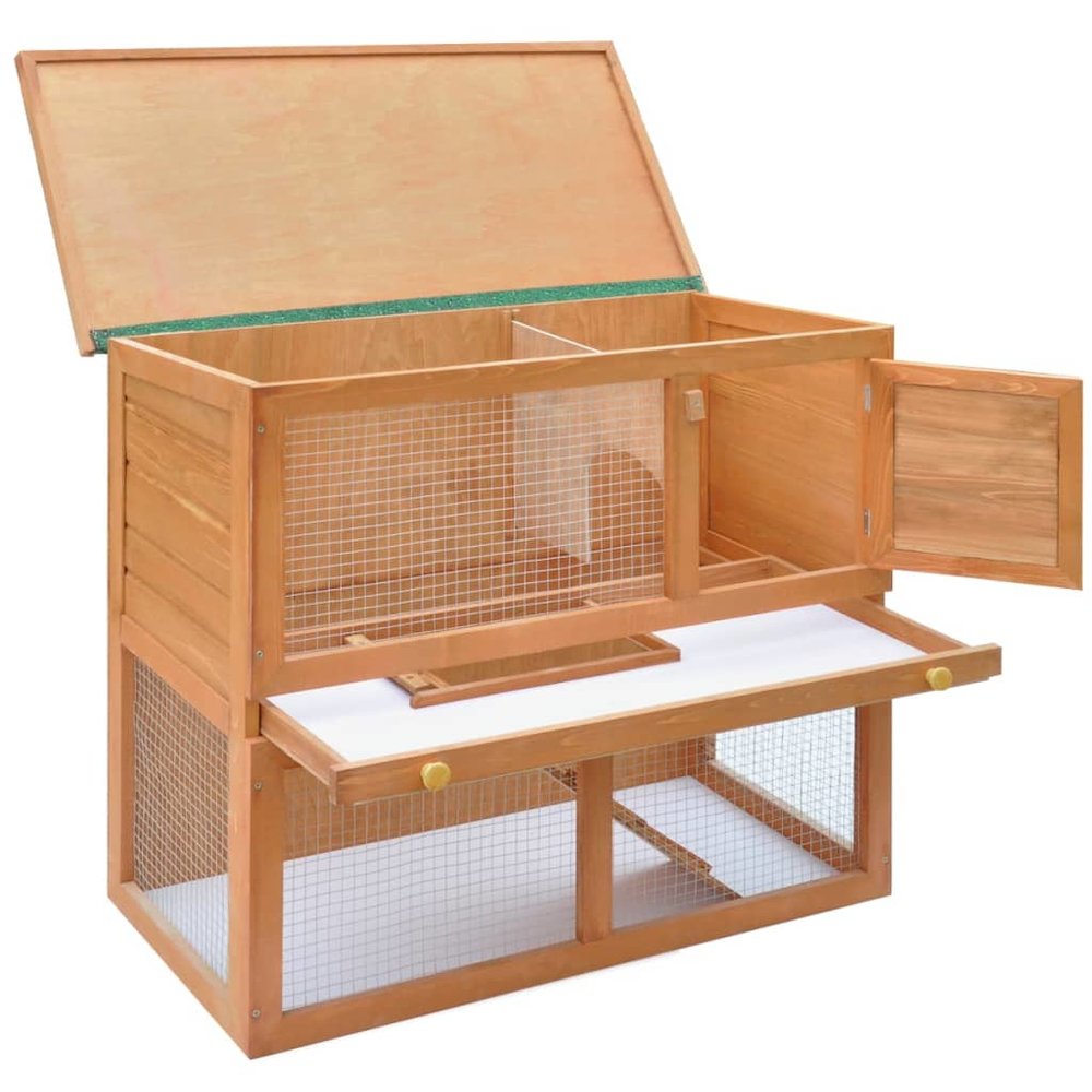 Rabbit Hutch Wooden Solid Pine Wood Large Height-Adjustable