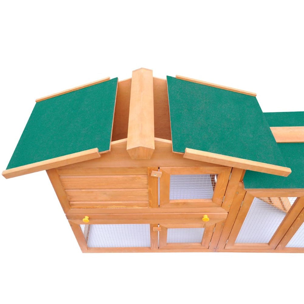 Rabbit Hutch Green Pine Wood Large Rectangular