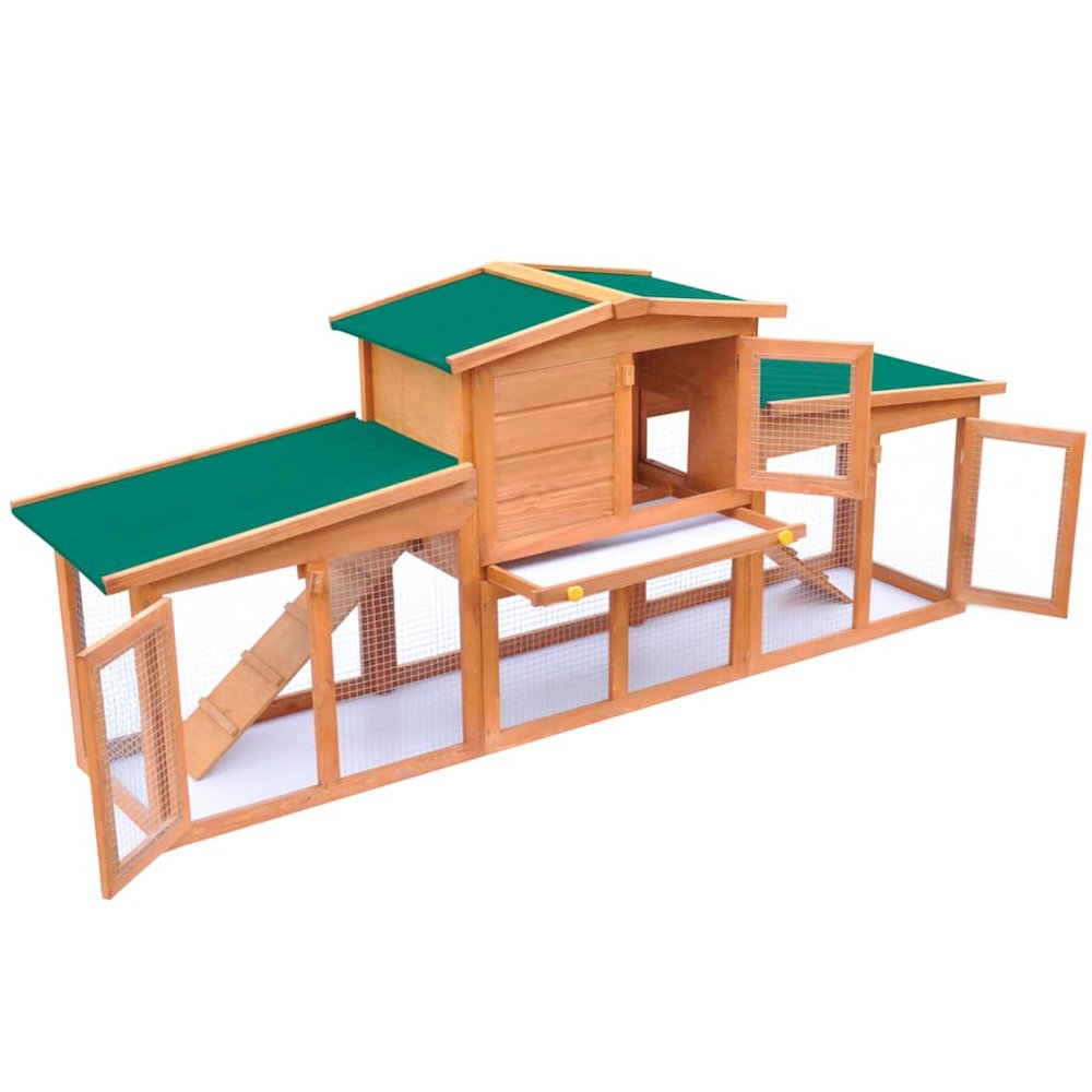 Rabbit Hutch Green Pine Wood Large Locks