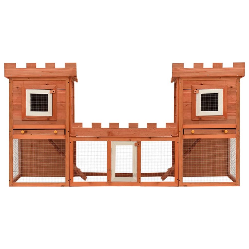 Rabbit Hutch Brown Pine Wood Large Modular