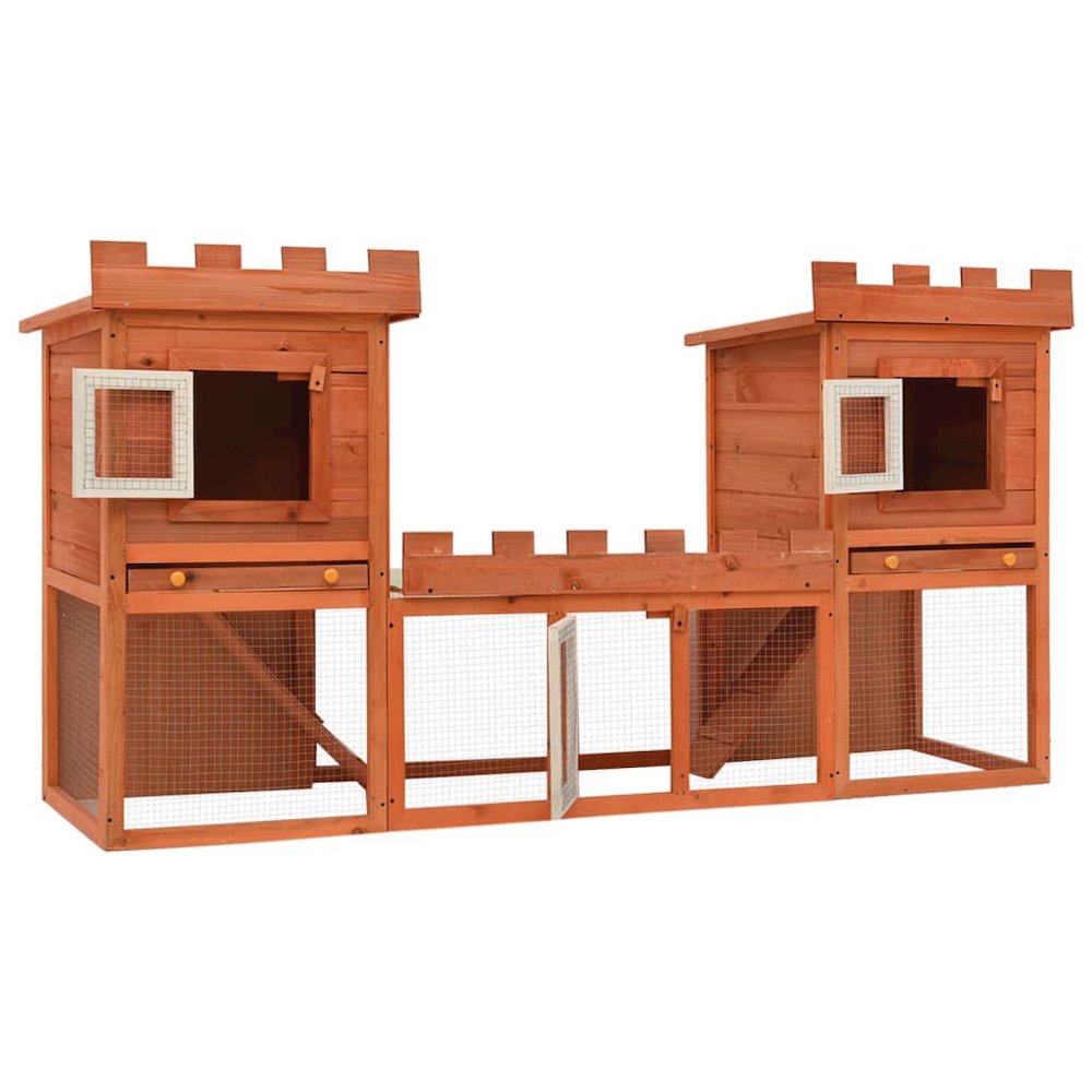 Rabbit Hutch Brown Pine Wood Large Modular