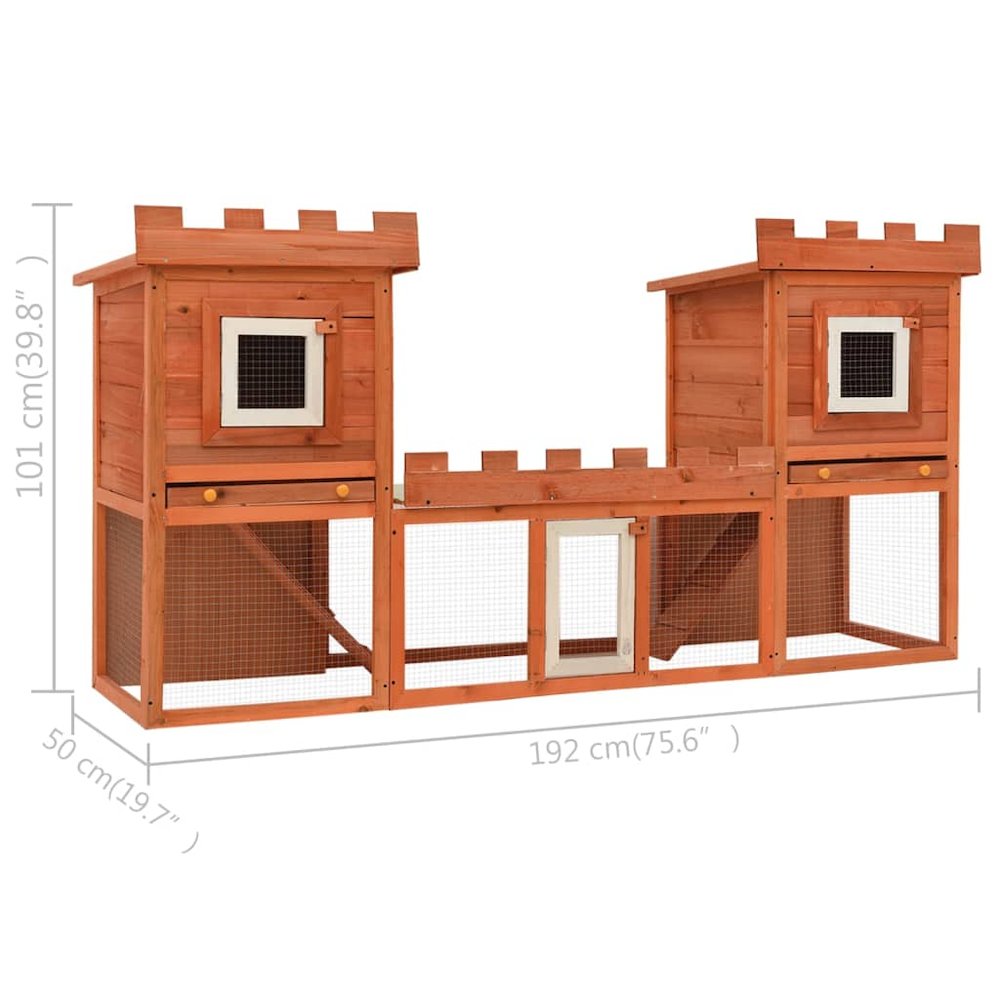 Rabbit Hutch Brown Pine Wood Large Modular