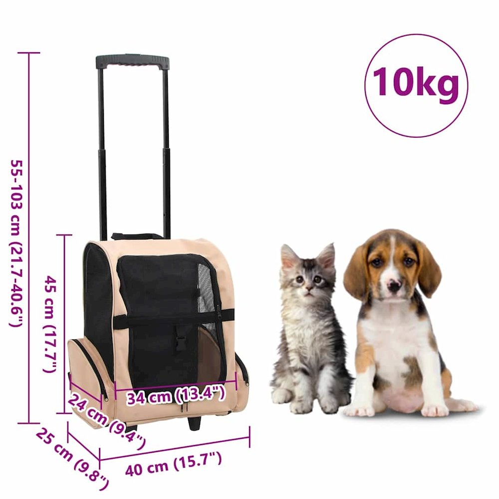 Pet Carrier Beige Polyester And Metal Suitable For Small Pets